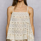 CROCHET LACE SQUARE NECK TANK TOP