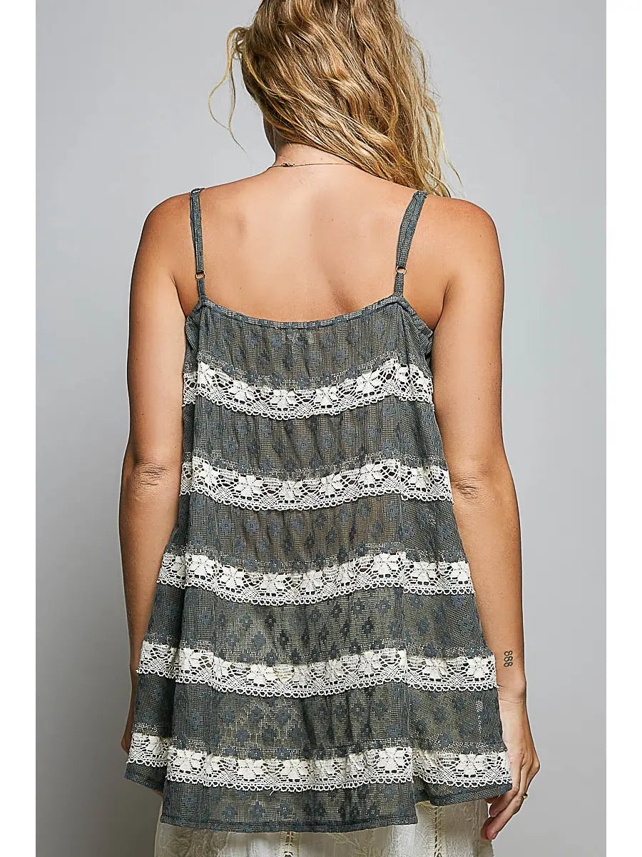 CROCHET LACE SQUARE NECK TANK TOP