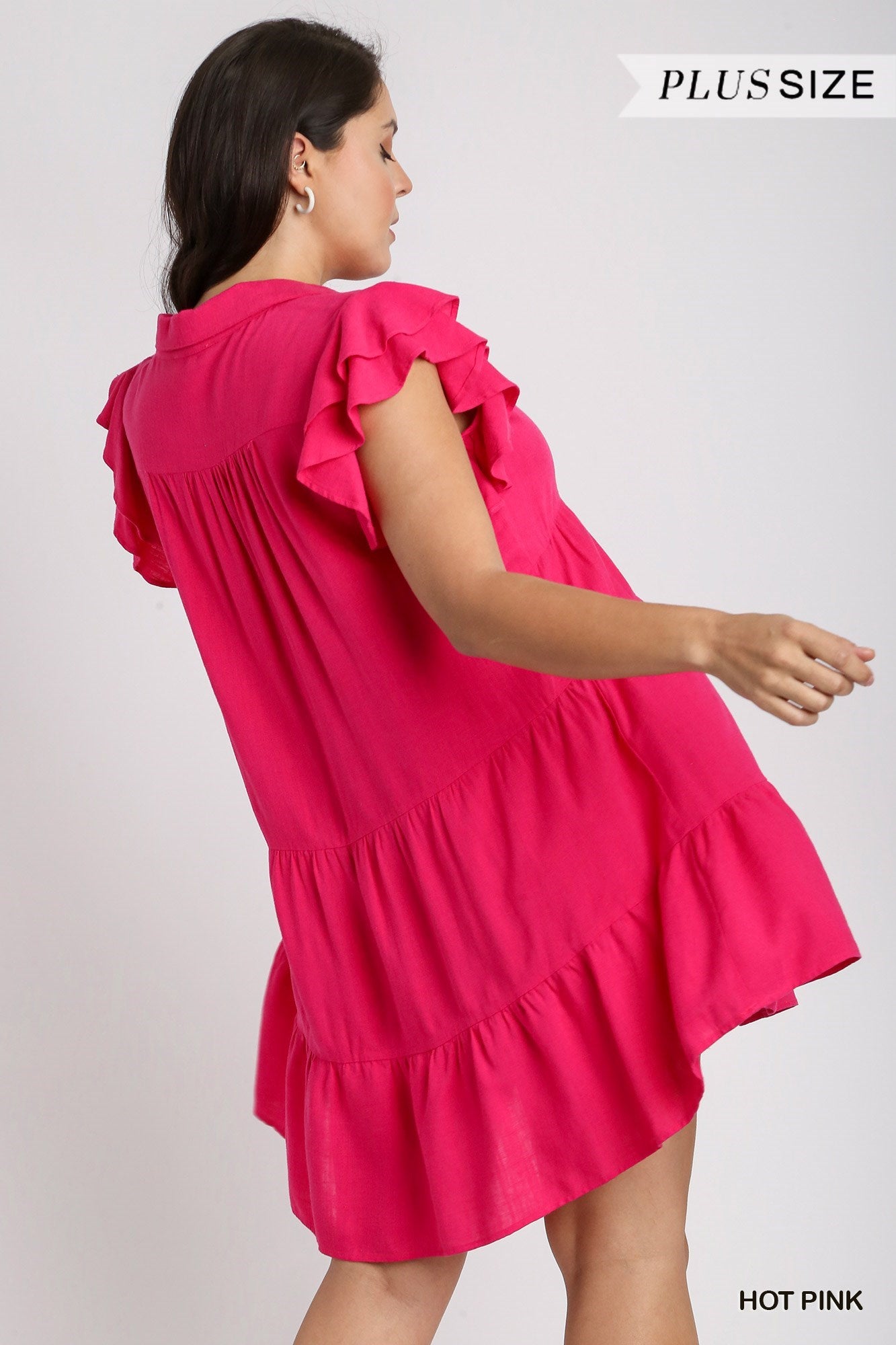 LARISSA RUFFLE SLEEVE DRESS PLUS