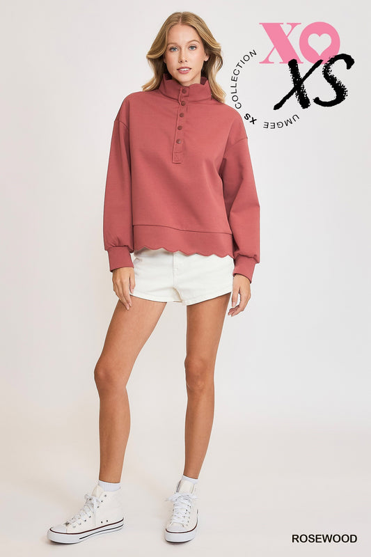 SCALLOP EDGE HENLEY TOP