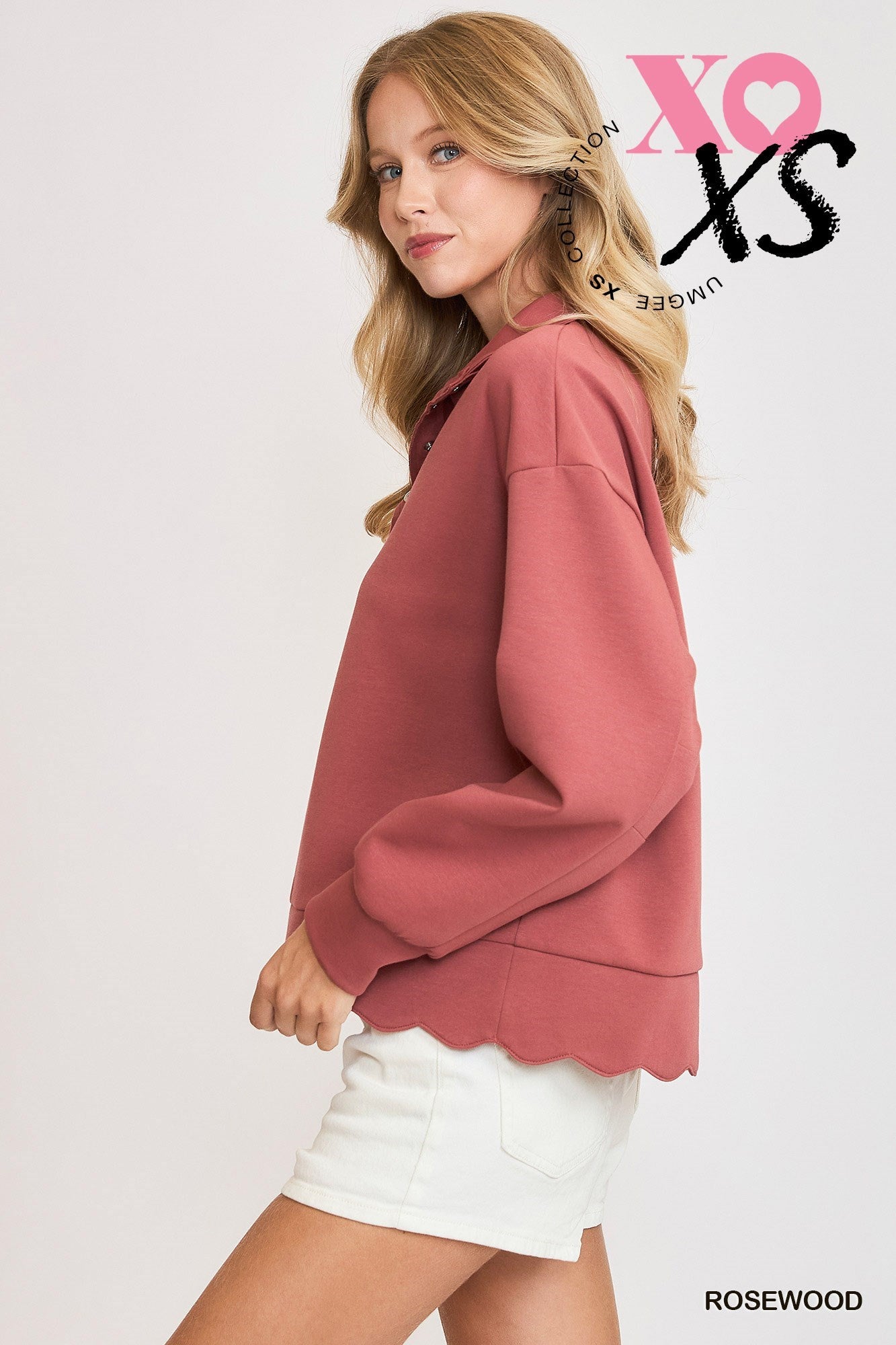 SCALLOP EDGE HENLEY TOP