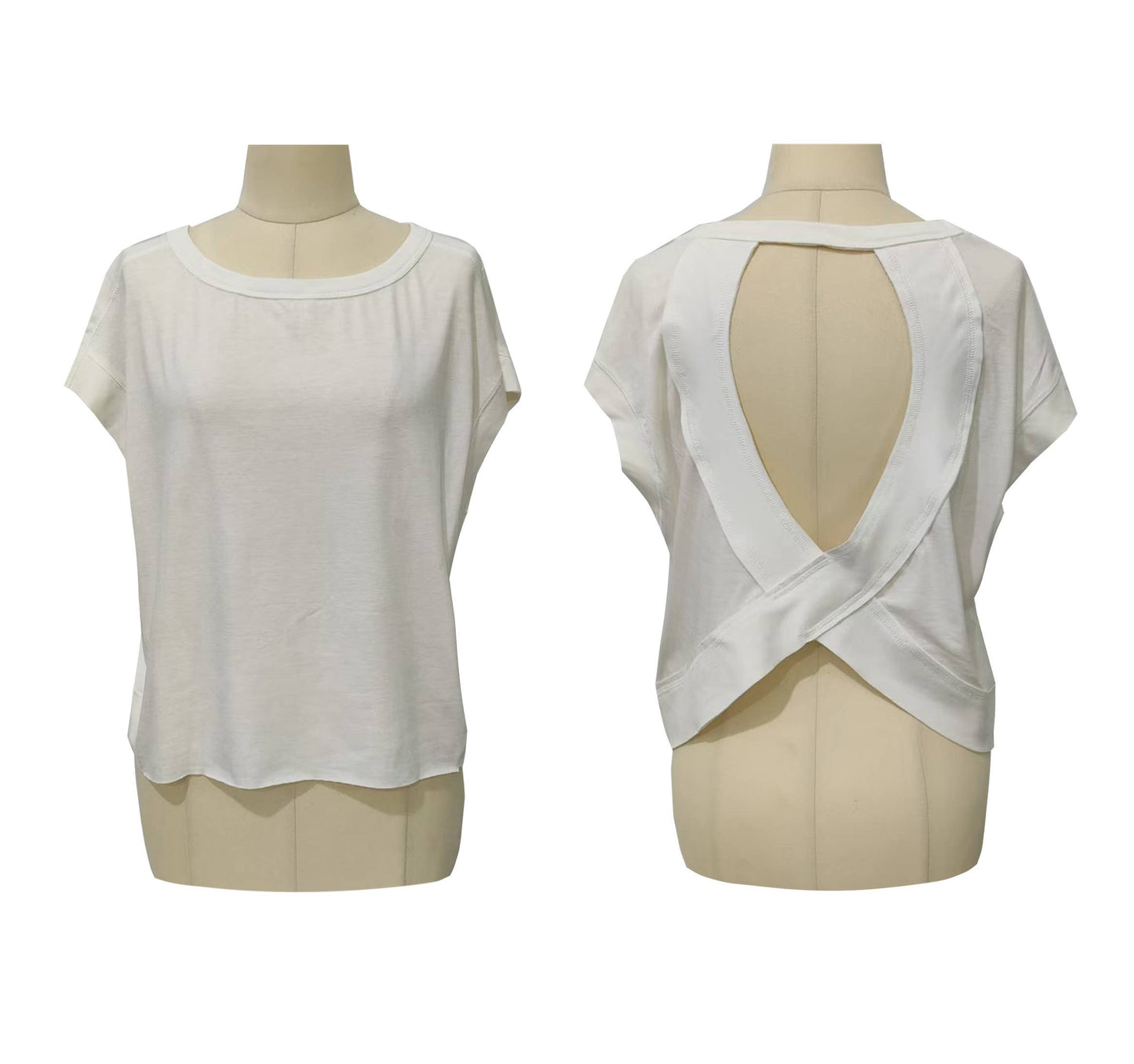 CUTOUT BACK SHORT SLEEVE TOP