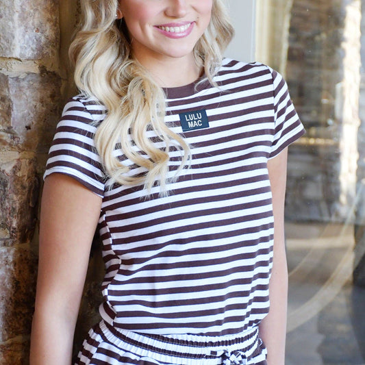 LULU MAC STRIPED BABY DOLL TOP SHORT SLEEVE
