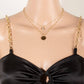 COIN AND OVAL CHARM LAYERED CHAIN NECKLACE