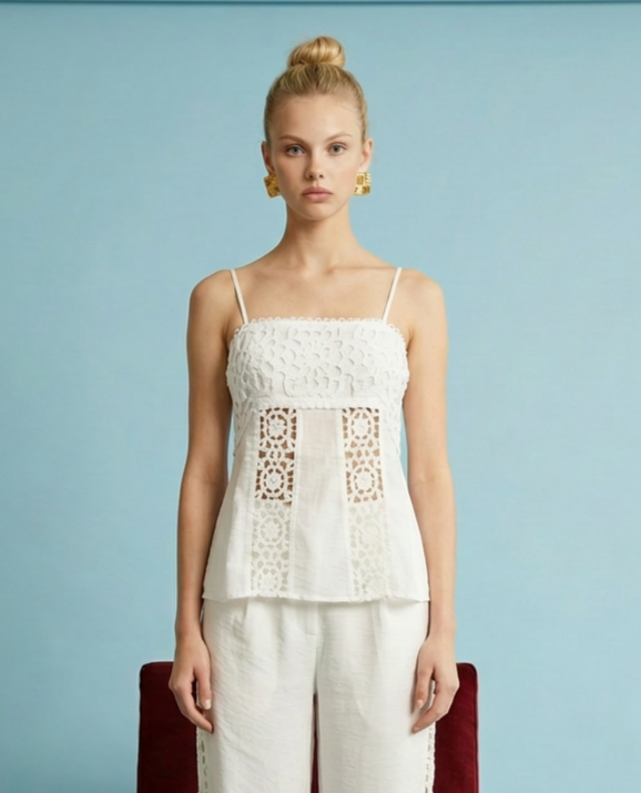 JASMINE CROCHET DETAIL SLEEVELESS TOP