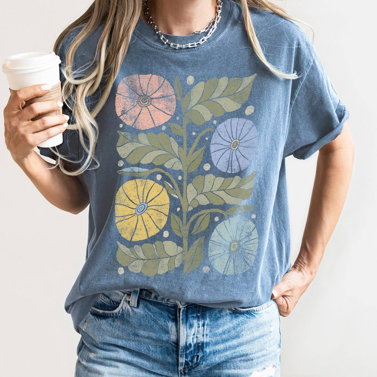 BOHO FOLK ART FLOWER T-SHIRT