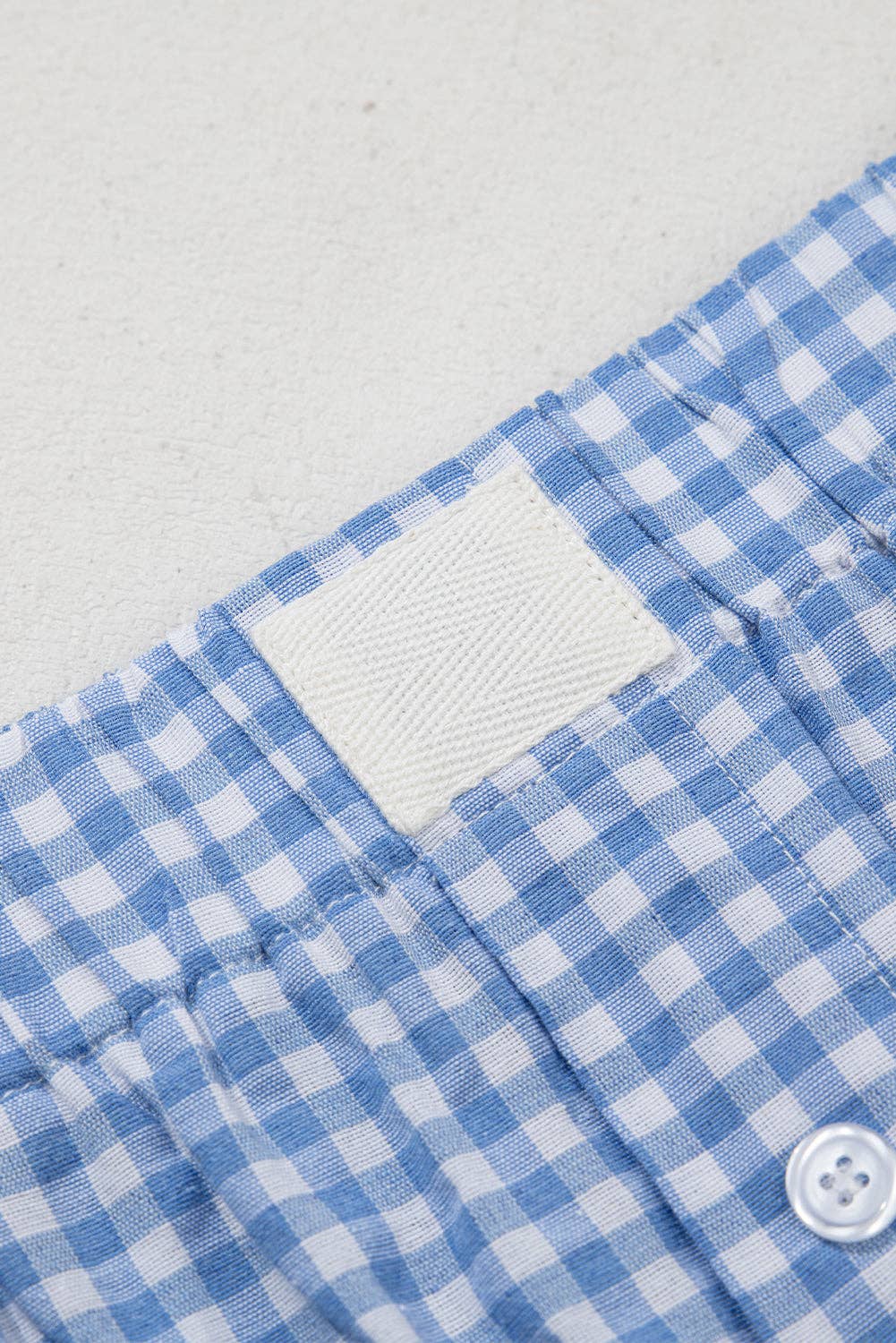 GINGHAM HIGH WAISTED BLUE SHORTS