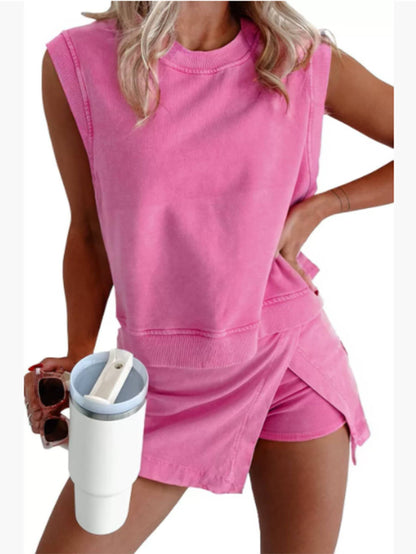 SLEEVELESS TOP AND SKORT SET