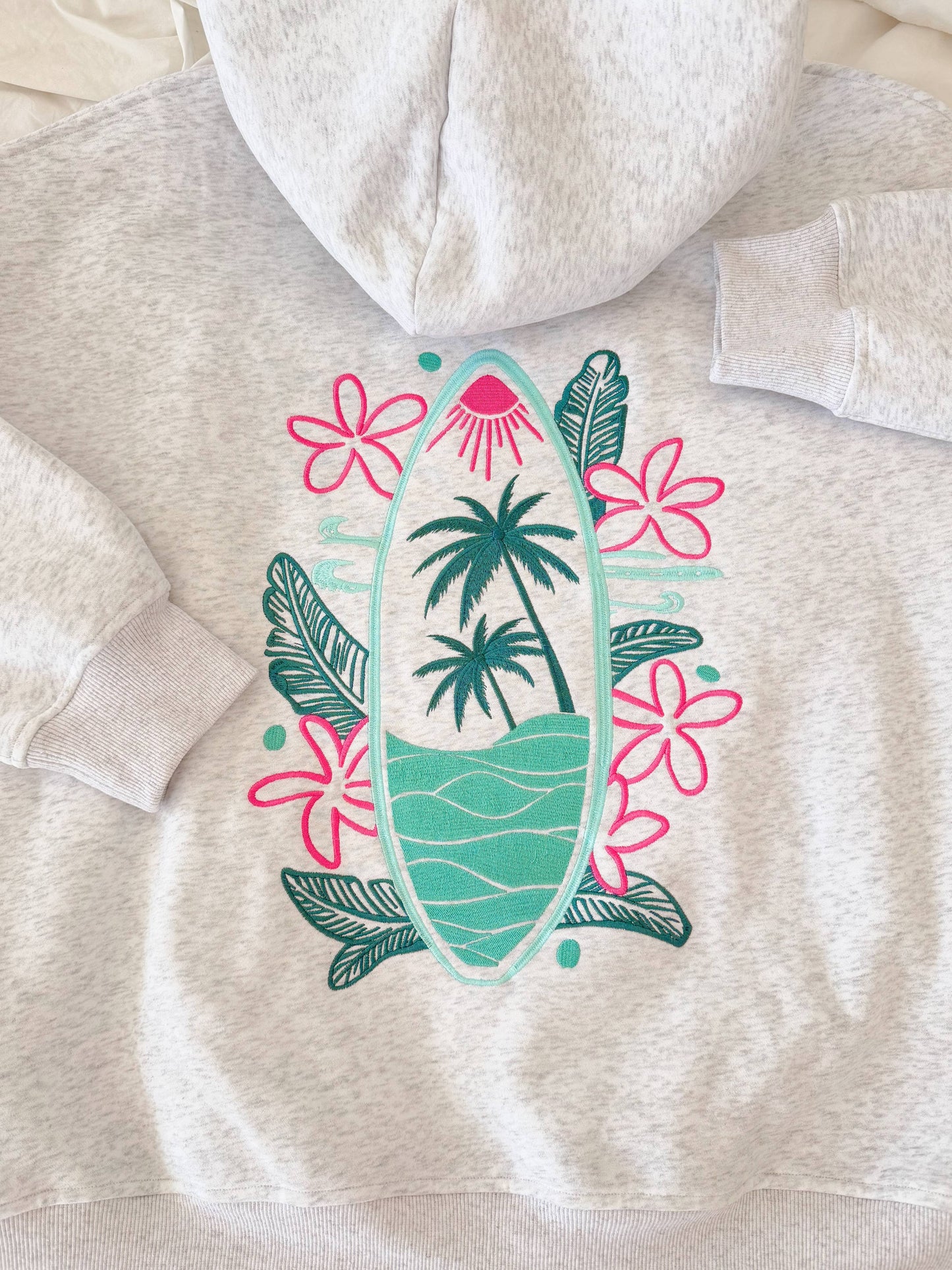 SURFING THE WAVES EMBROIDERED HOODIE