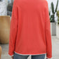 CORAL OR NAVY WHITE TRIM SWEATER