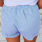 GINGHAM HIGH WAISTED BLUE SHORTS