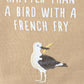 A BIRD WITH A FRENCH FRY KITCHEN TOWEL