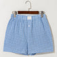 GINGHAM HIGH WAISTED BLUE SHORTS