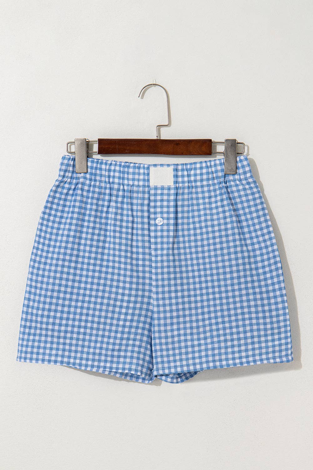 GINGHAM HIGH WAISTED BLUE SHORTS