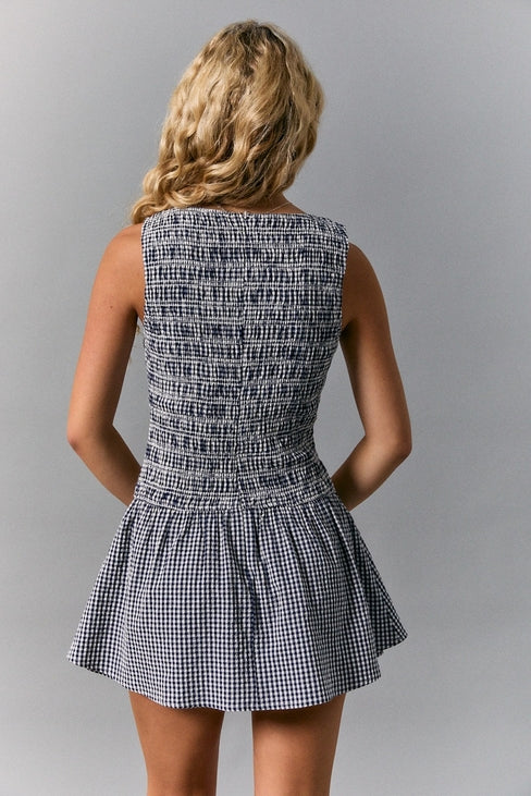 GINGHAM SMOCKED ROMPER