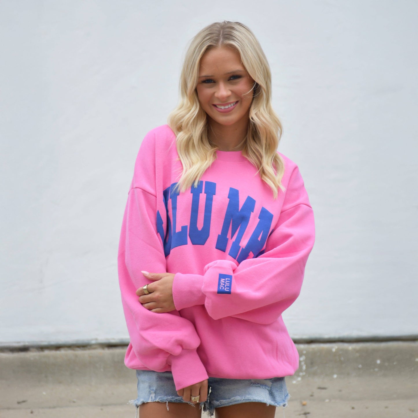 LULU MAC PINK/ROYAL PUFF SWEATSHIRT