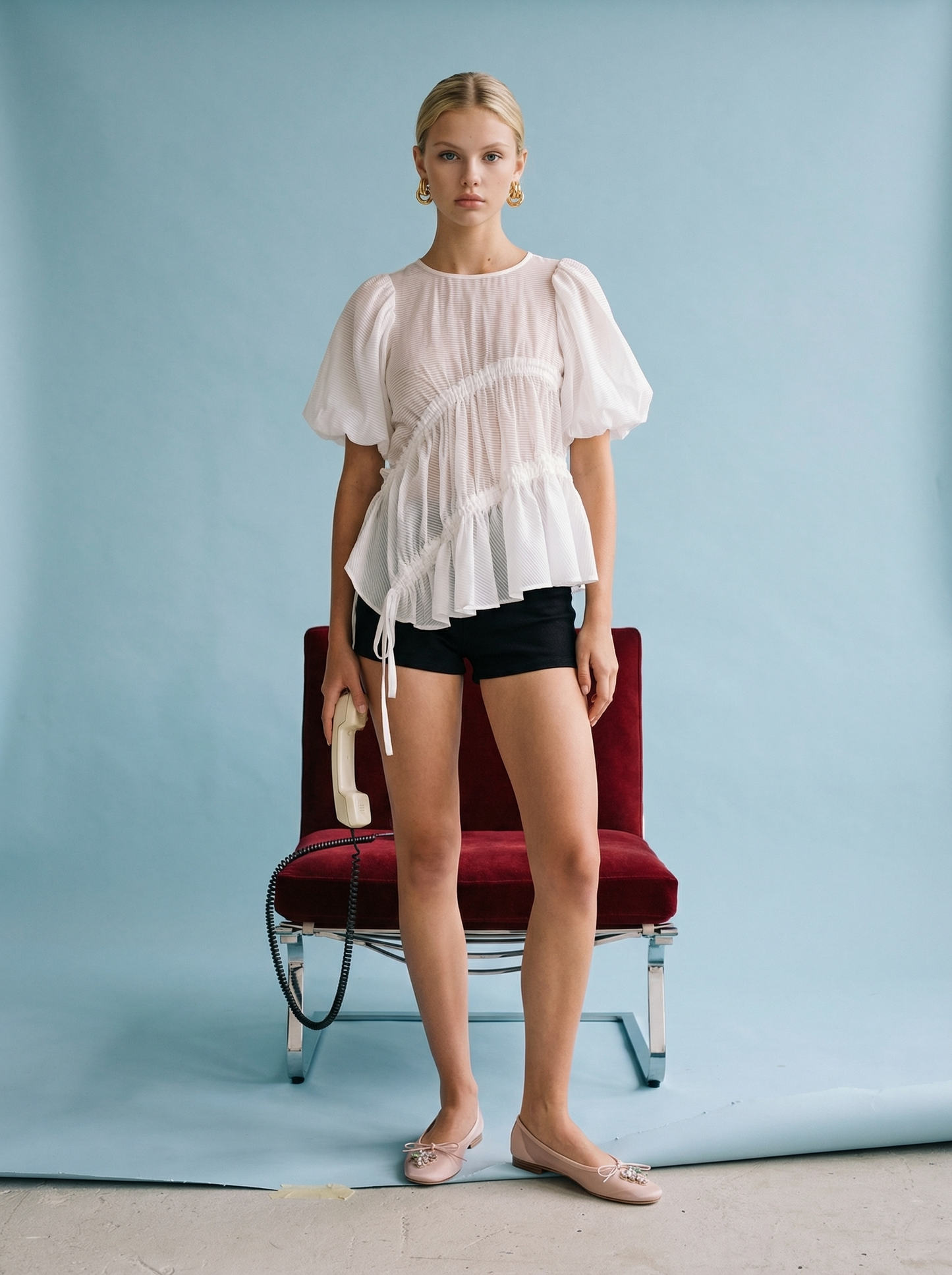 ANEMONE SHEER RUFFLE DETAIL BLOUSE