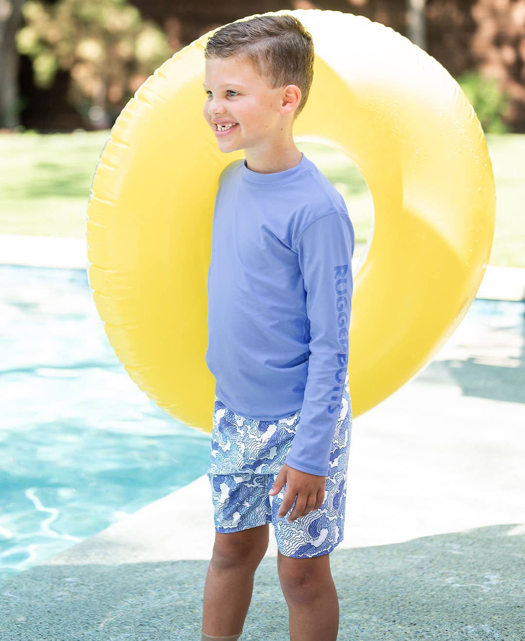 BOYS OCEAN CAMO SWIM TRUNKS