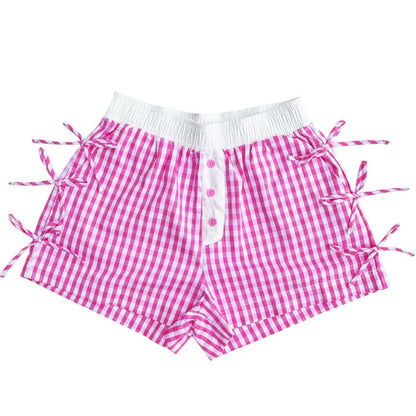 LULU MAC PINK GINGHAM BOW BOXER SHORTS