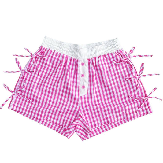 LULU MAC PINK GINGHAM BOW BOXER SHORTS