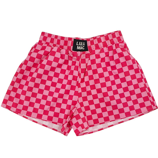 LULU MAC PINK CHECKERED BOXER SHORTS