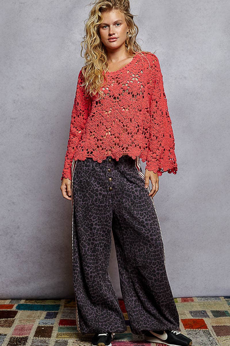 CHENILLE CROCHET SWEATER TOP