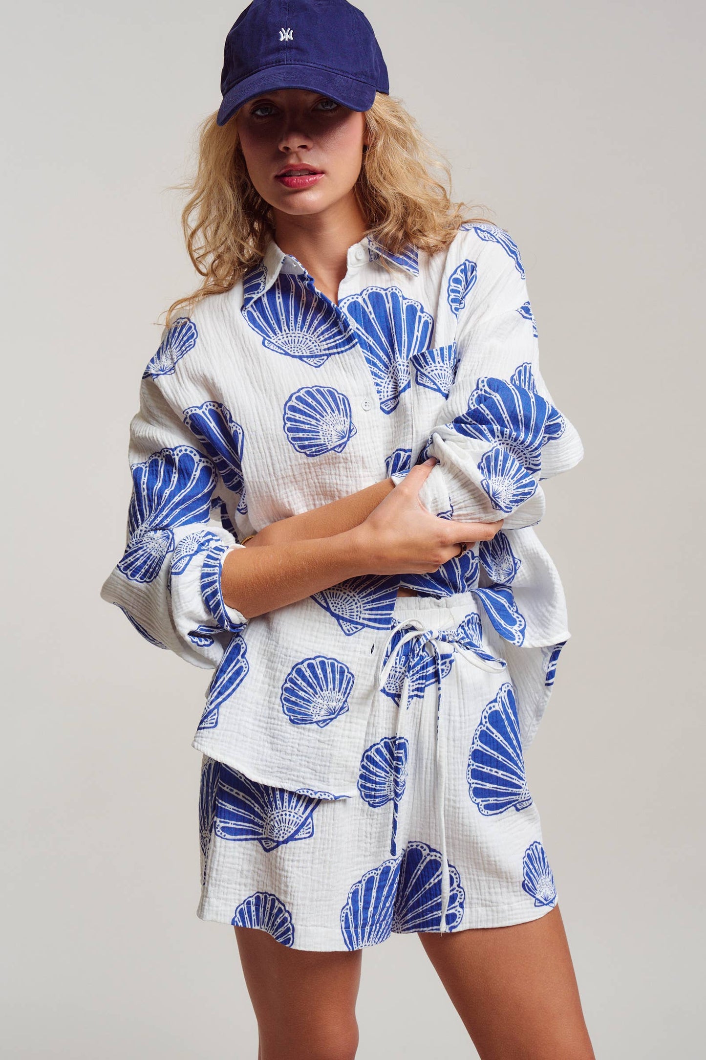 SEASIDE COTTON GAUZE SHIRT & SHORT SET
