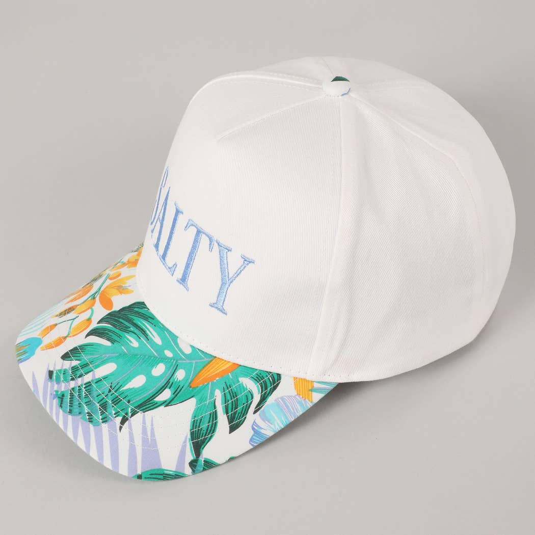 Salty Lettering Embroidery Floral Two-Tone Hat