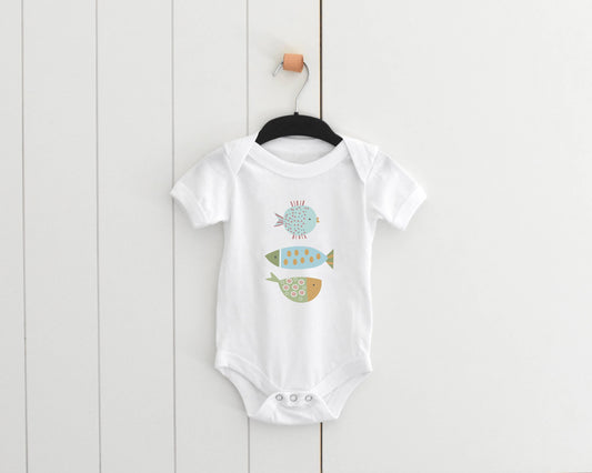 THREE FISH - SEA LIFE BABY ONESIE