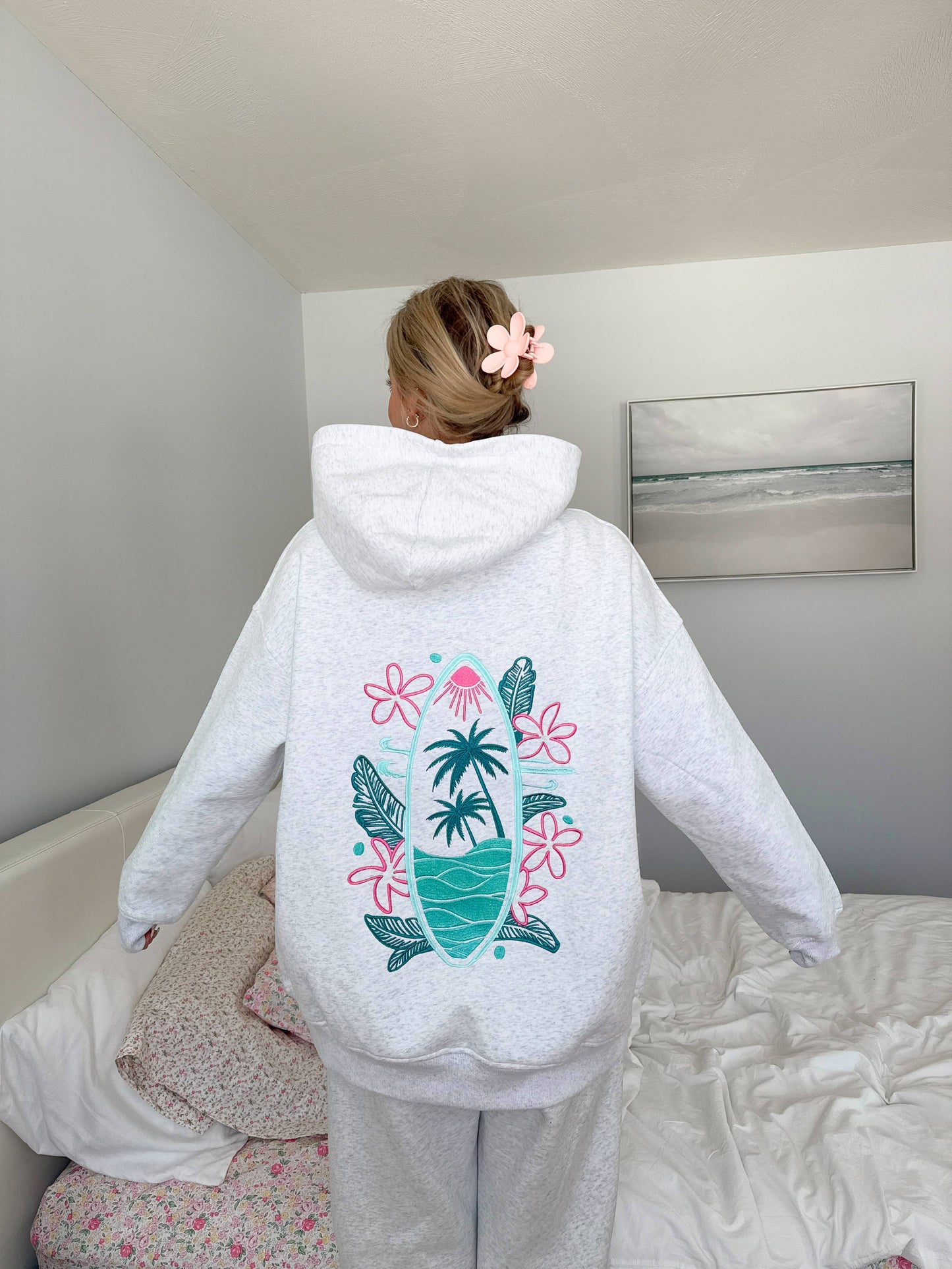 SURFING THE WAVES EMBROIDERED HOODIE