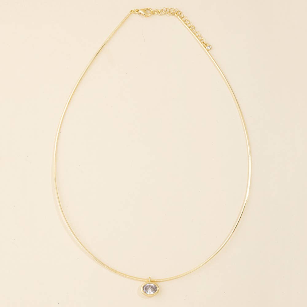 OVAL BEZEL PENDANT OMEGA NECKLACE