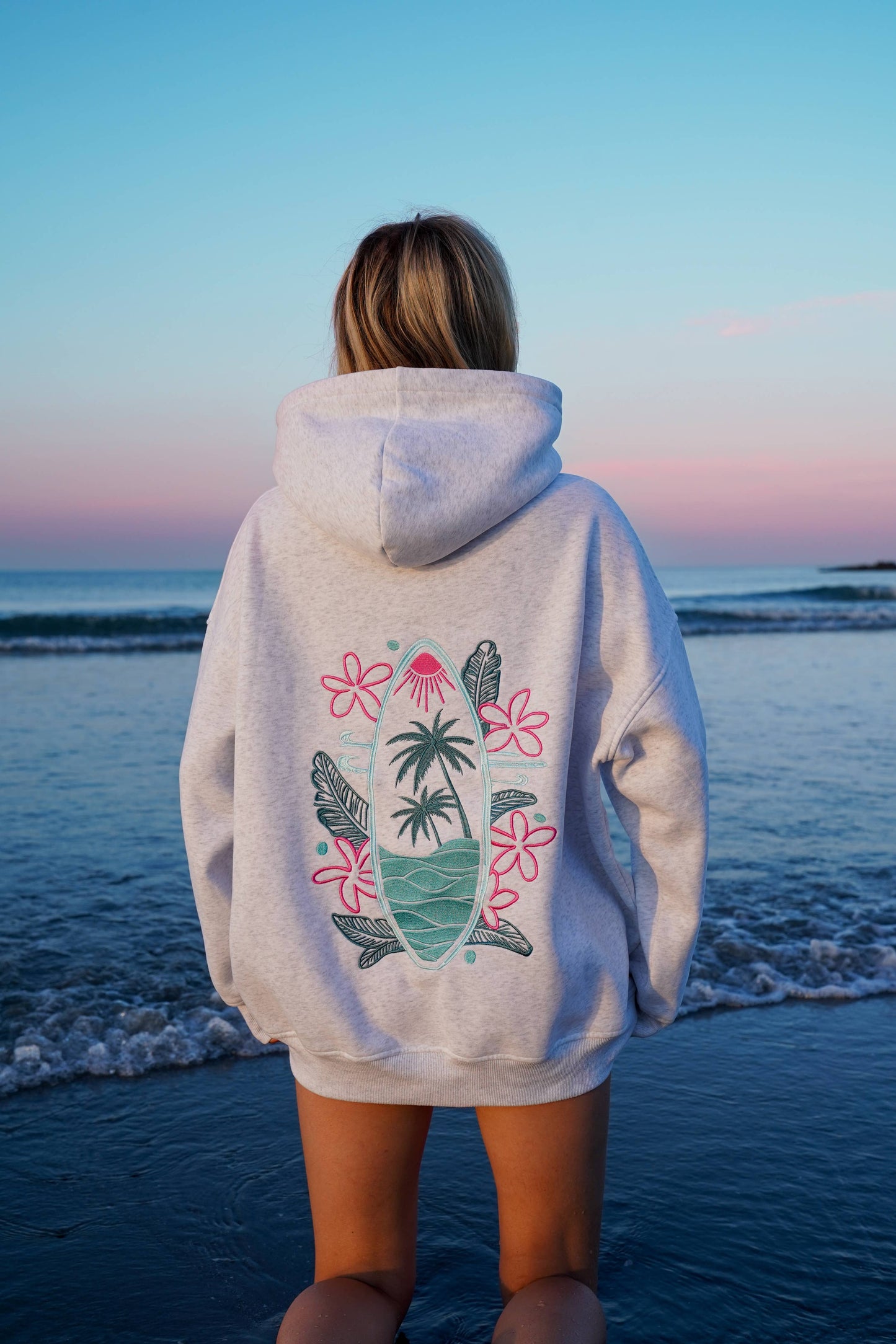 SURFING THE WAVES EMBROIDERED HOODIE