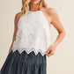 EYELET HALTER TOP