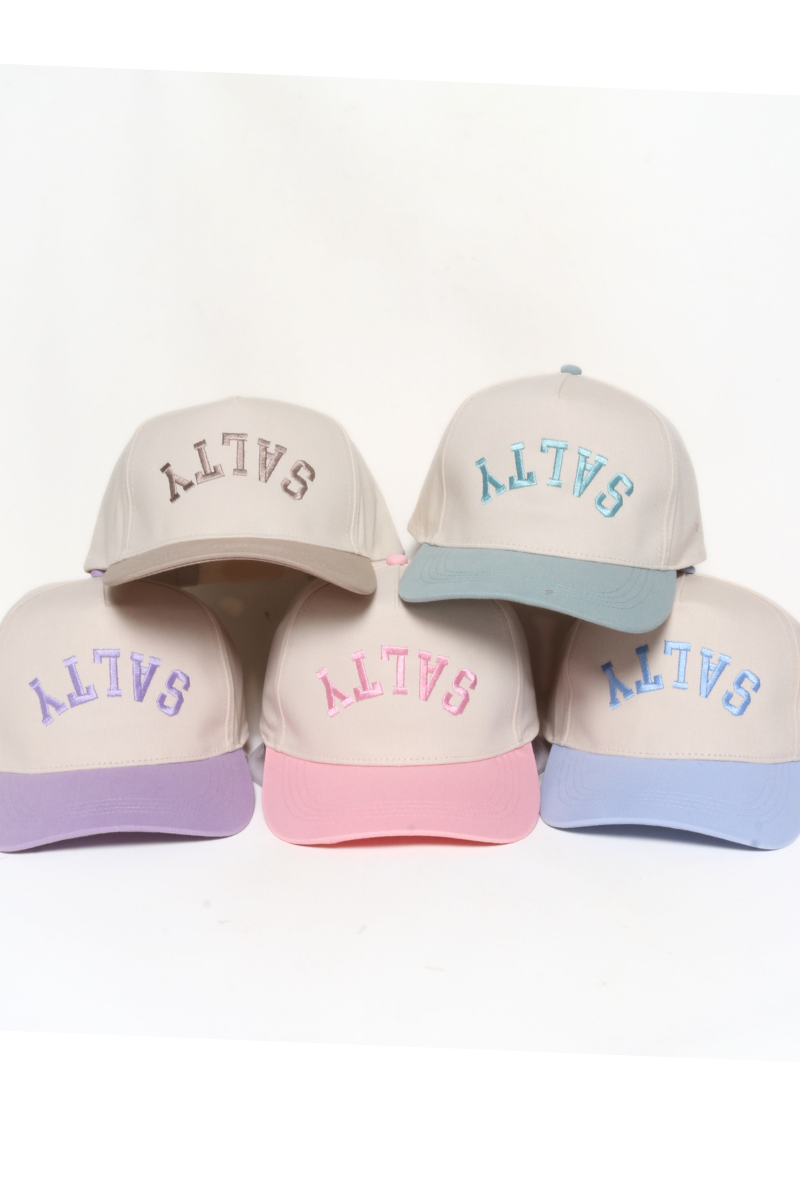 SALTY Upside Down Embroidery  Two Tone Baseball Caps