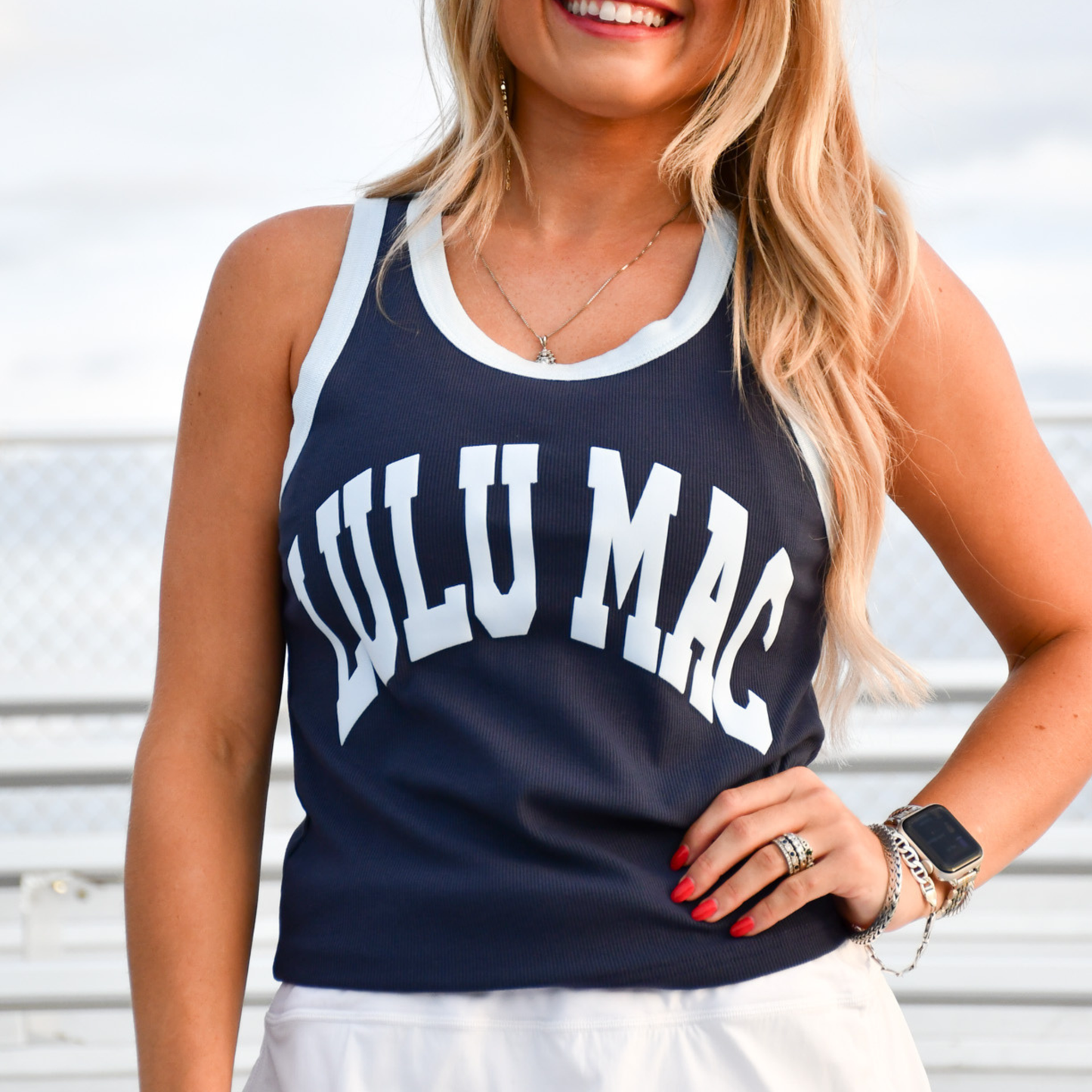 LULU MAC TANK TOP NAVY/LIGHT BLUE