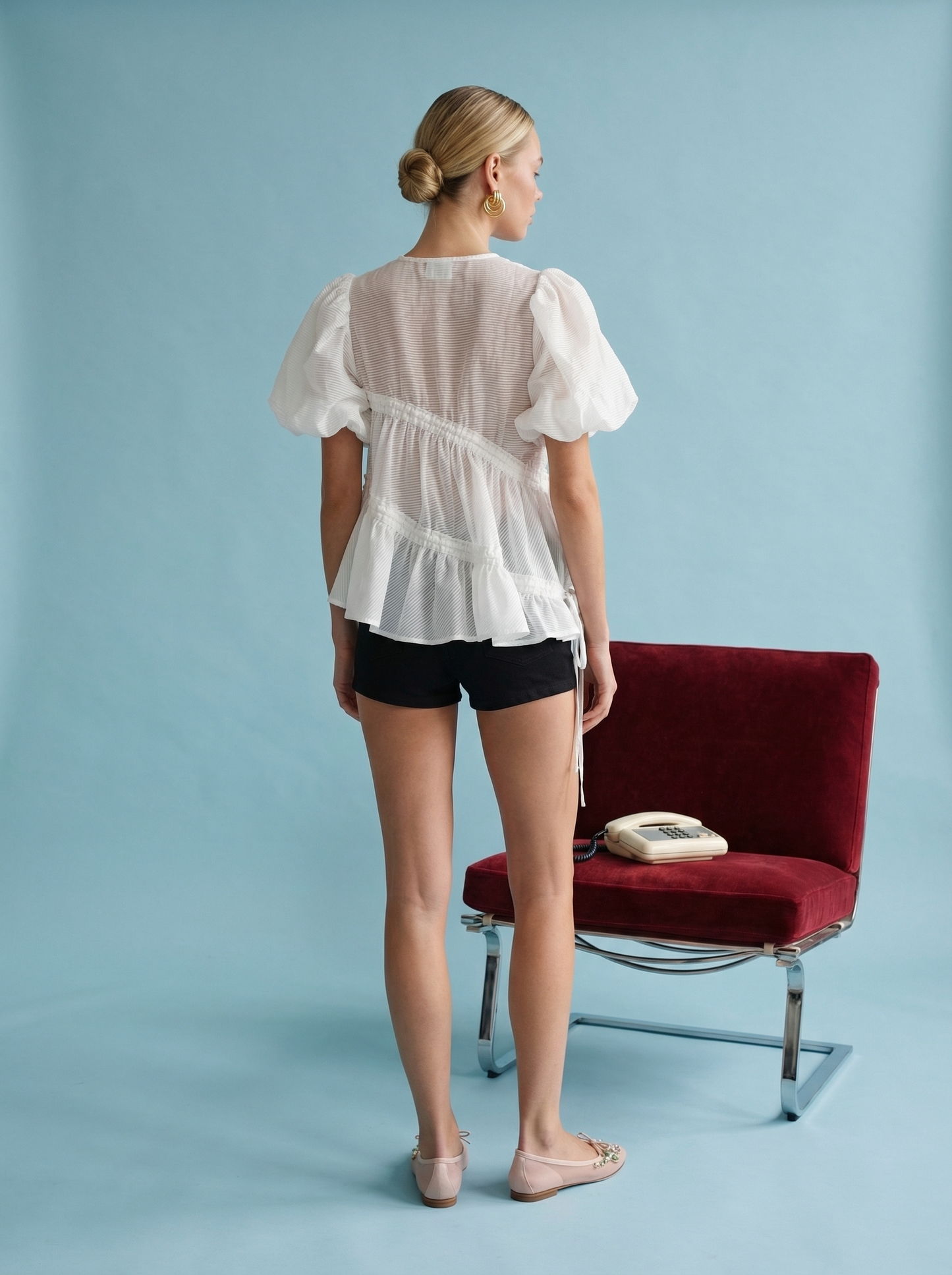 ANEMONE SHEER RUFFLE DETAIL BLOUSE
