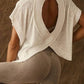CUTOUT BACK SHORT SLEEVE TOP