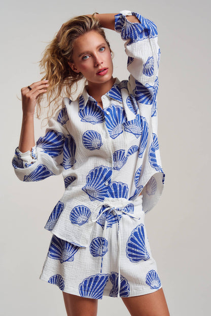 SEASIDE COTTON GAUZE SHIRT & SHORT SET