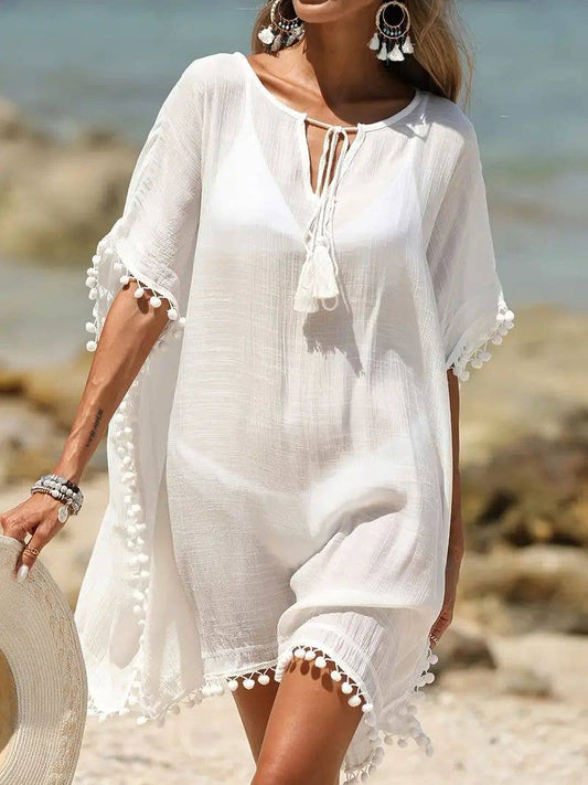 SEASIDE TASSEL LACE COVER UP
