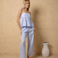 SKY BLUE LINES COTTON PANTS