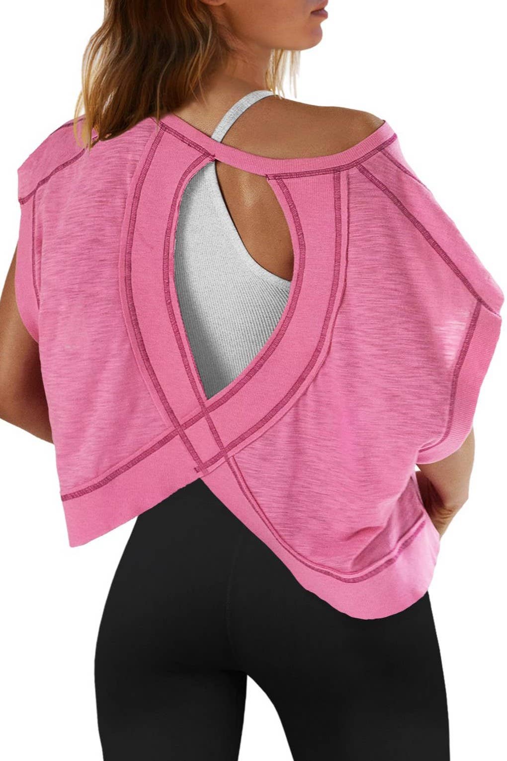 CUTOUT BACK SHORT SLEEVE TOP