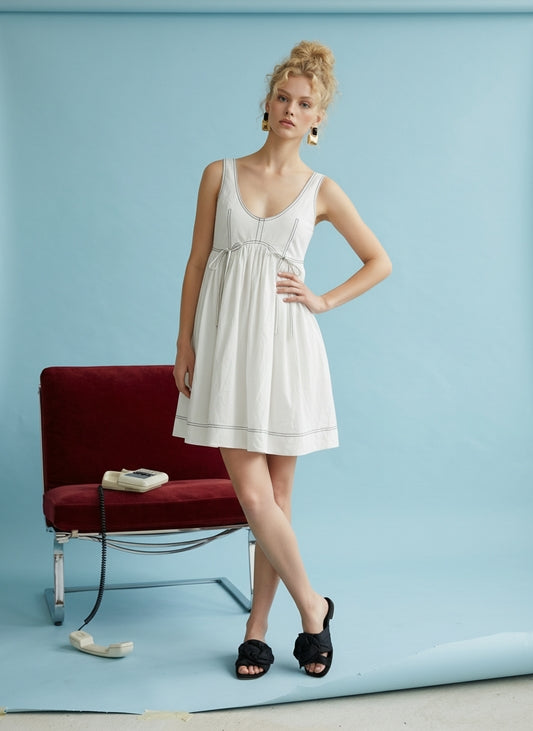 MAGGIE CONTRAST STITCH MINI DRESS