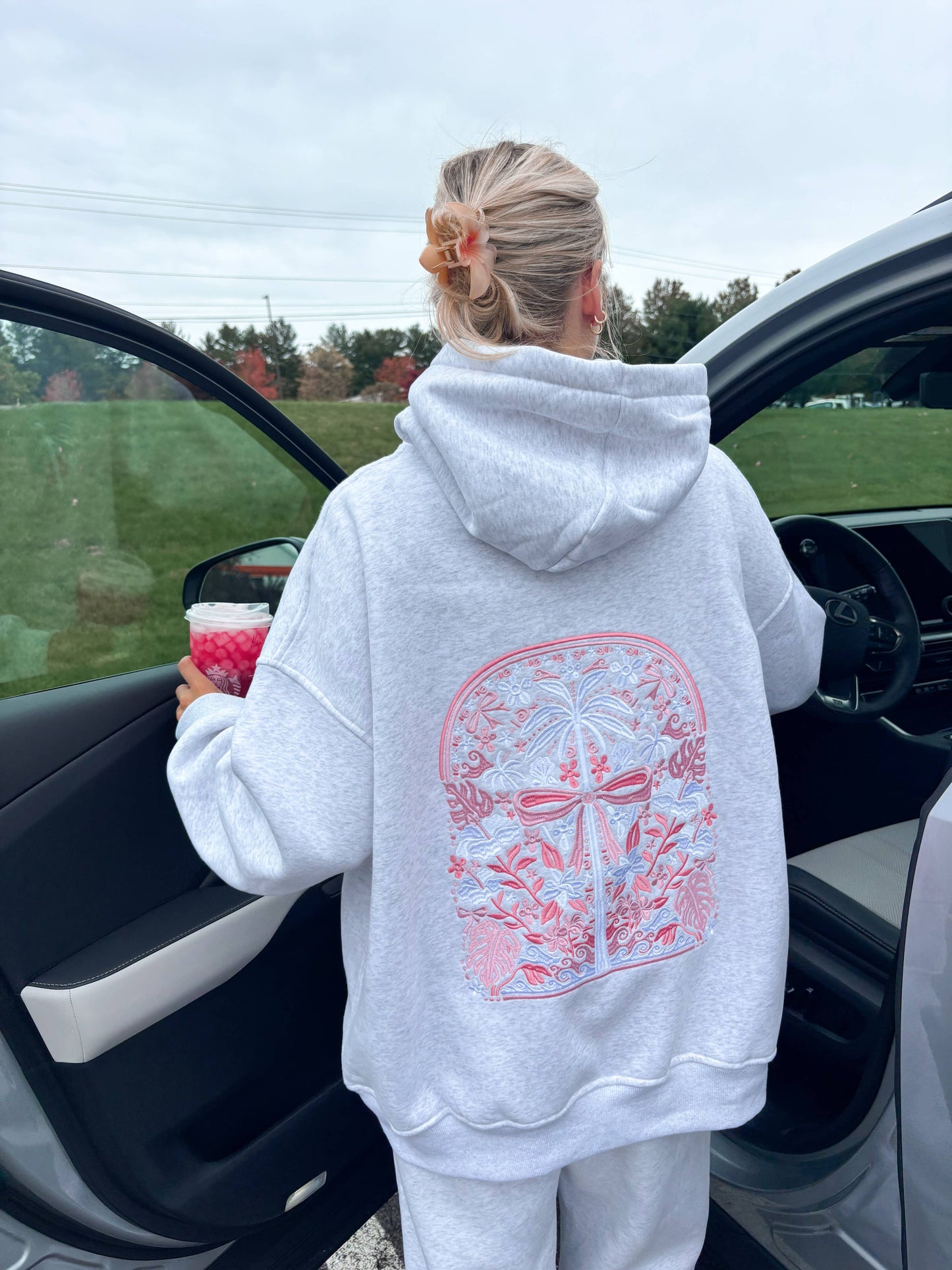 TROPICAL PALMS EMBROIDERED HOODIE