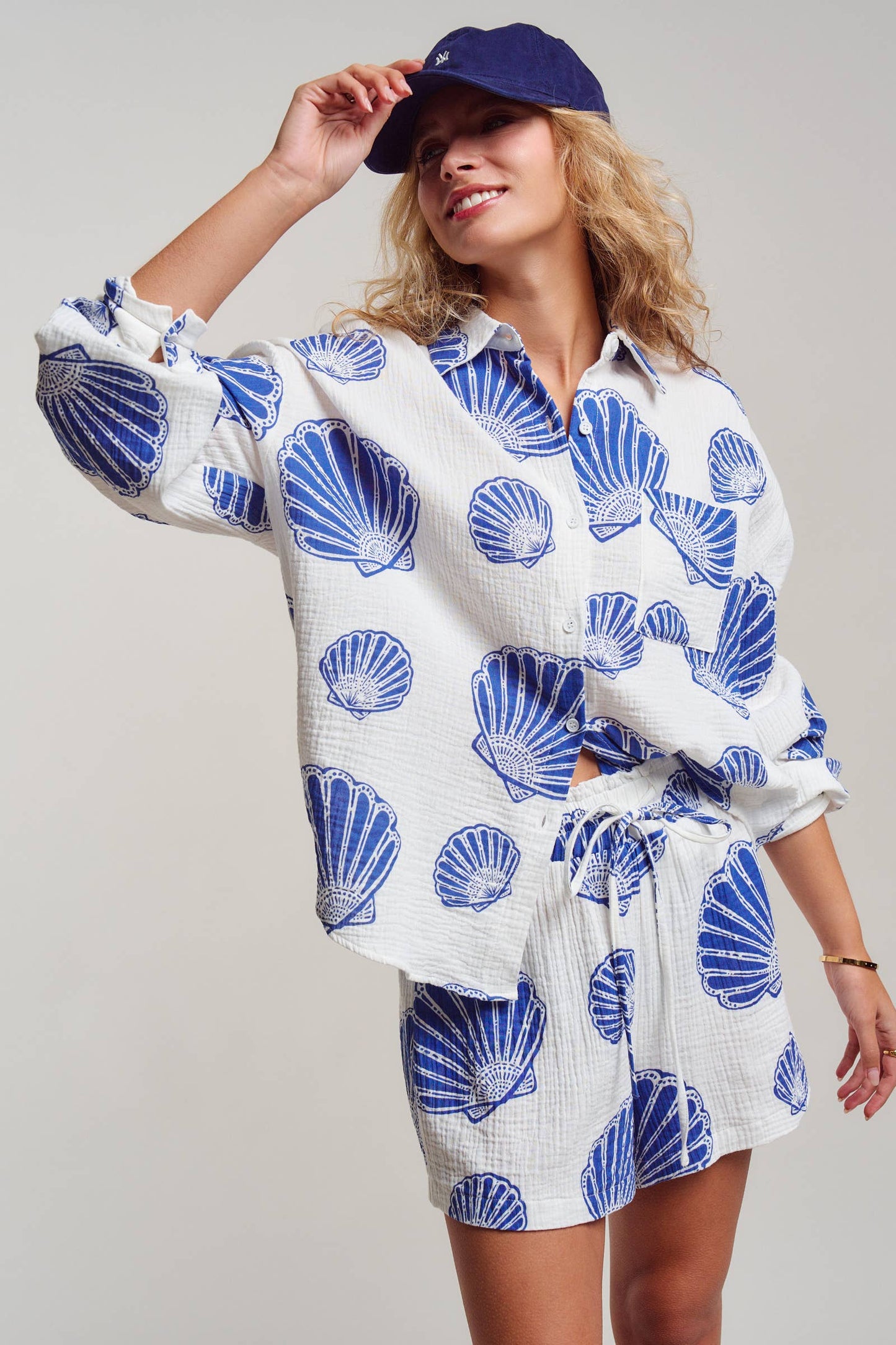 SEASIDE COTTON GAUZE SHIRT & SHORT SET