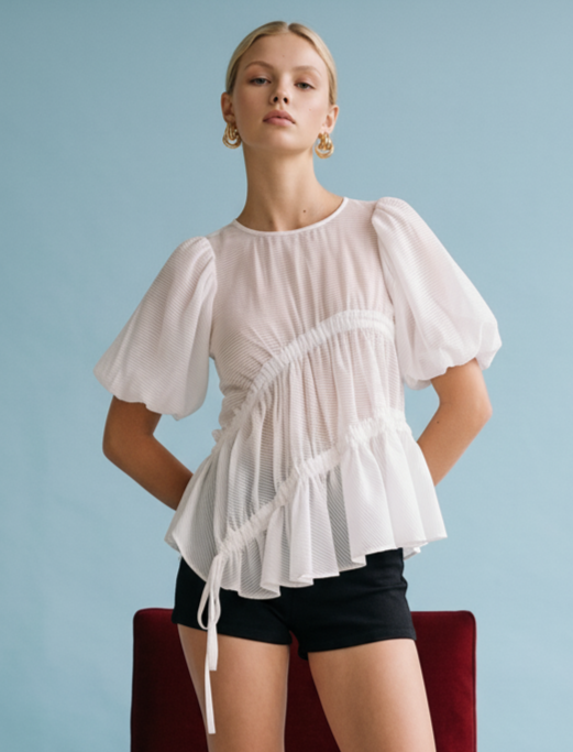 ANEMONE SHEER RUFFLE DETAIL BLOUSE