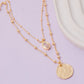 COIN AND OVAL CHARM LAYERED CHAIN NECKLACE