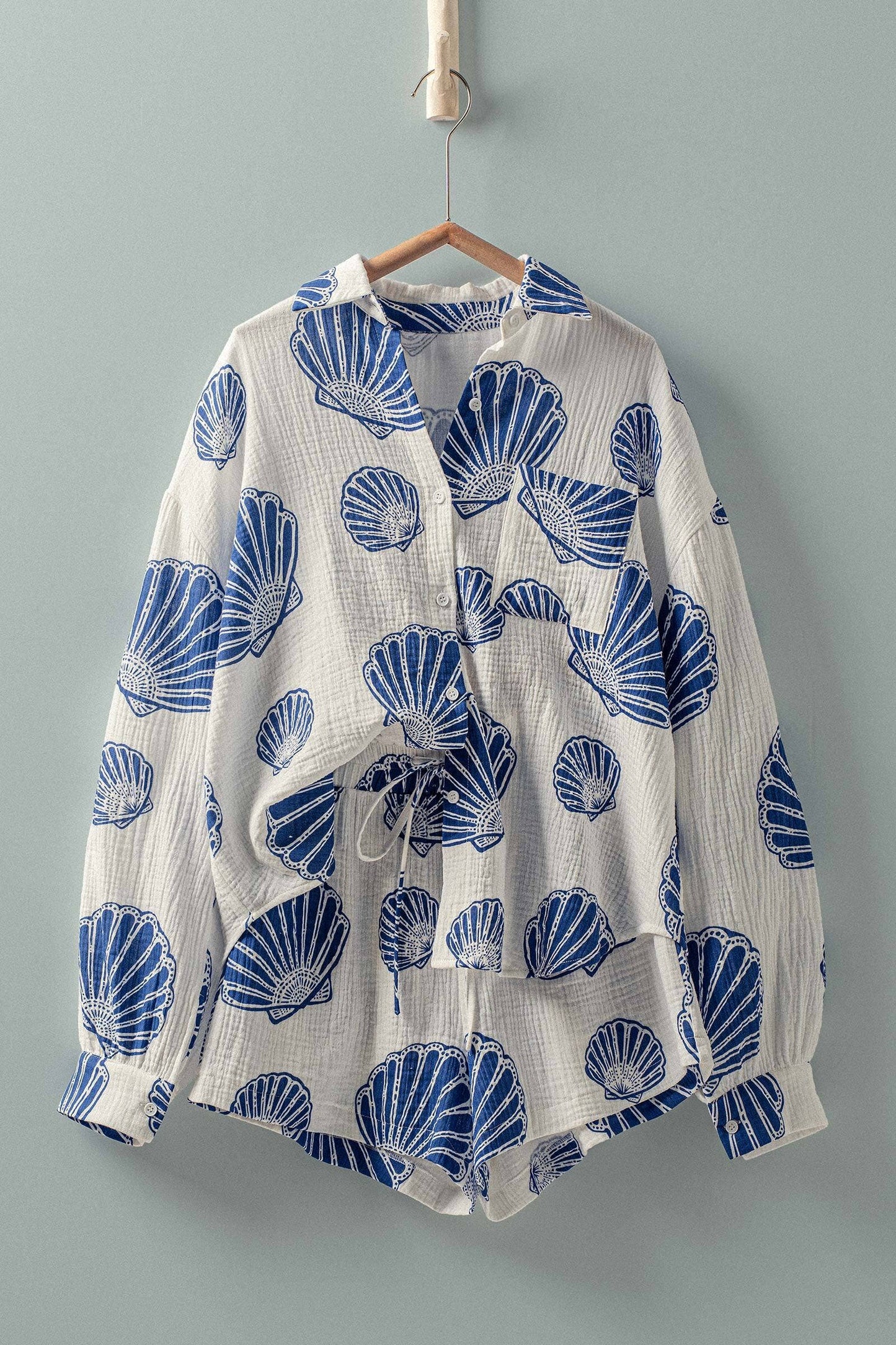 SEASIDE COTTON GAUZE SHIRT & SHORT SET