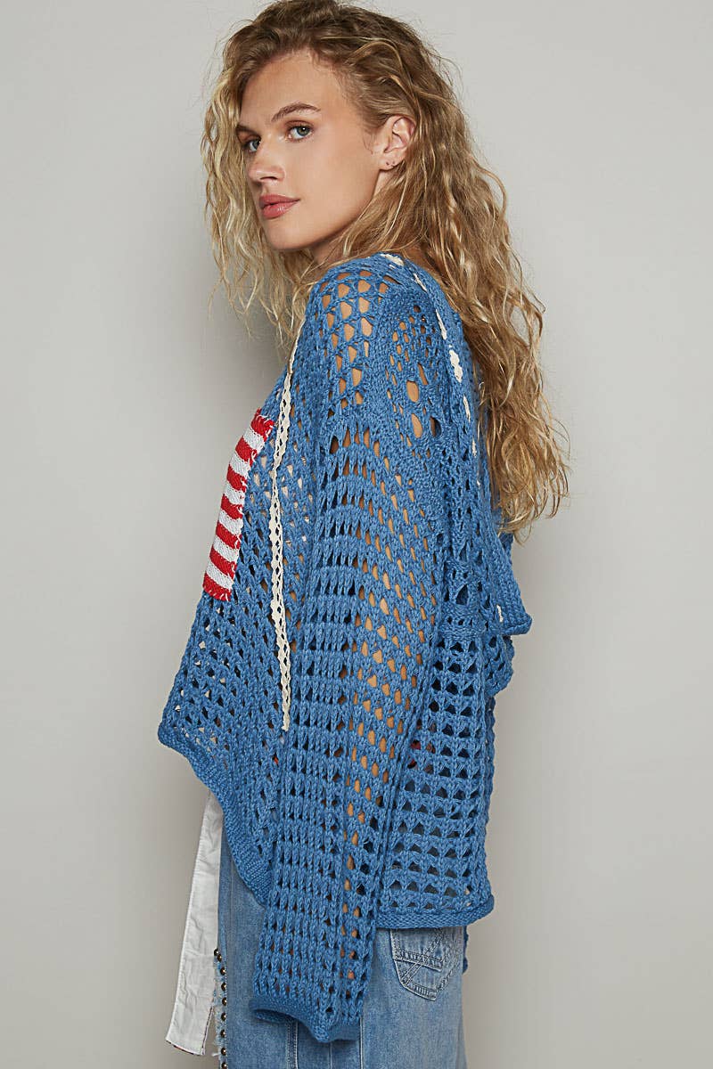AMERICAN FLAG HOODIE SWEATER TOP