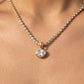 BEZEL OVAL PENDANT TENNIS CHAIN NECKLACE