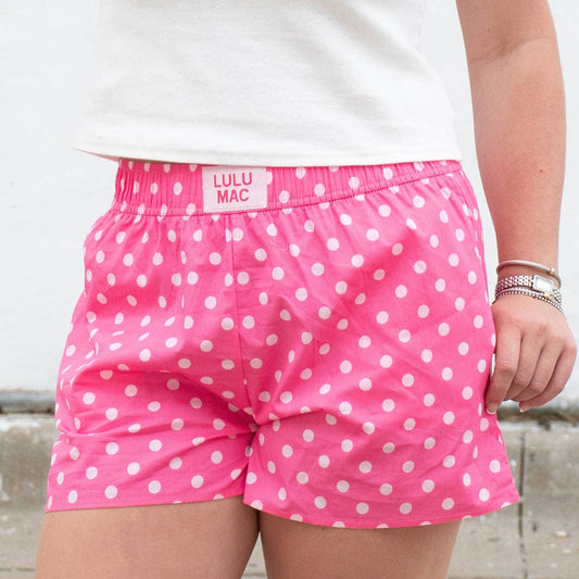 LULU MAC PINK/LIGHT PINK POLKA DOT BOXER SHORTS